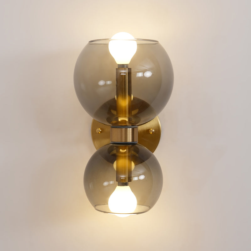 Round White Glass Bedroom Wall Lamp