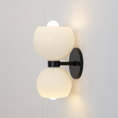 Round White Glass Bedroom Wall Lamp
