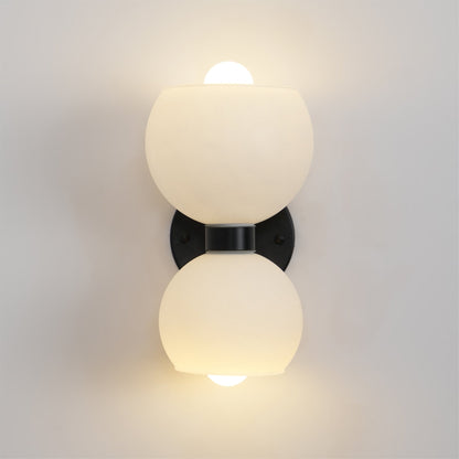 Round White Glass Bedroom Wall Lamp