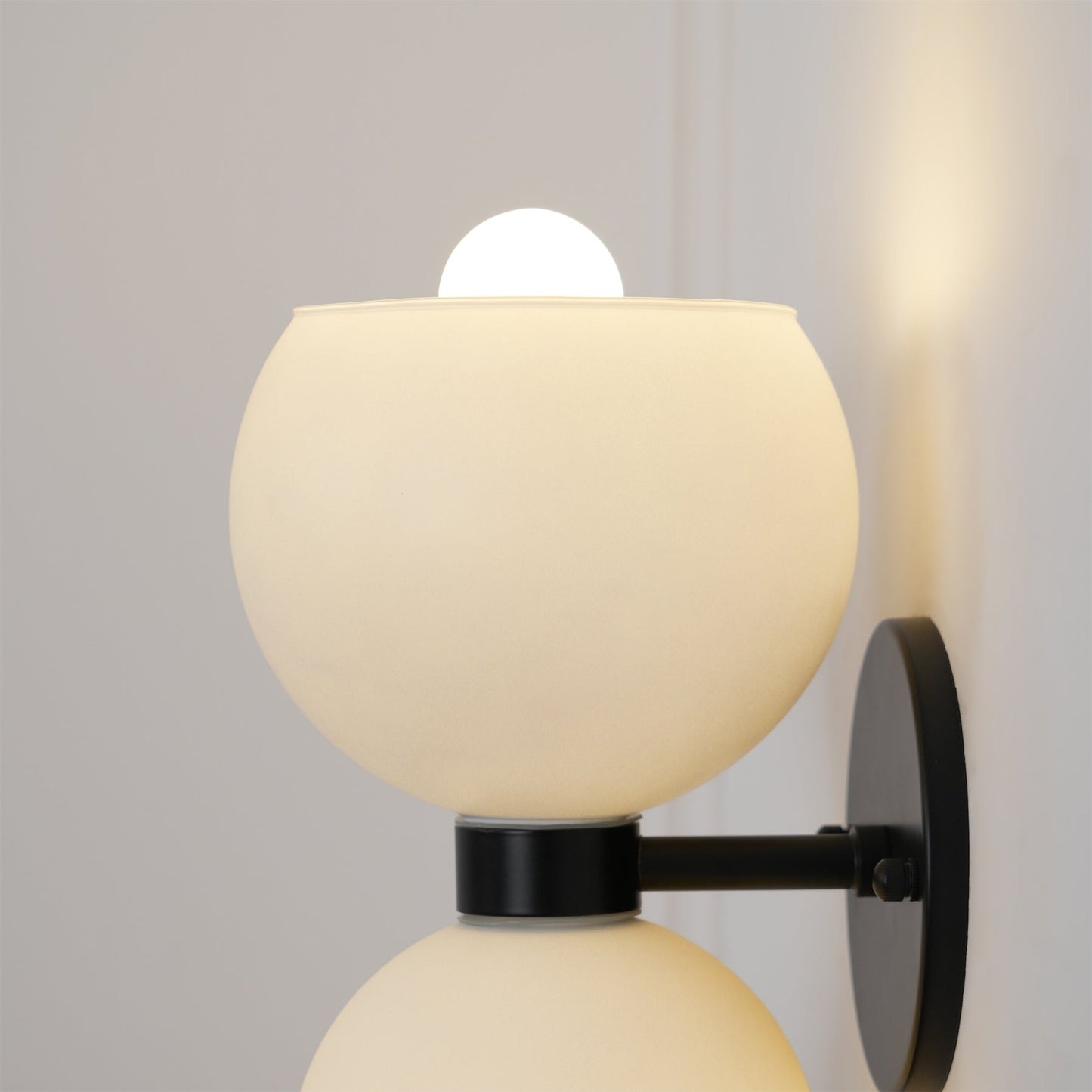 Round White Glass Bedroom Wall Lamp