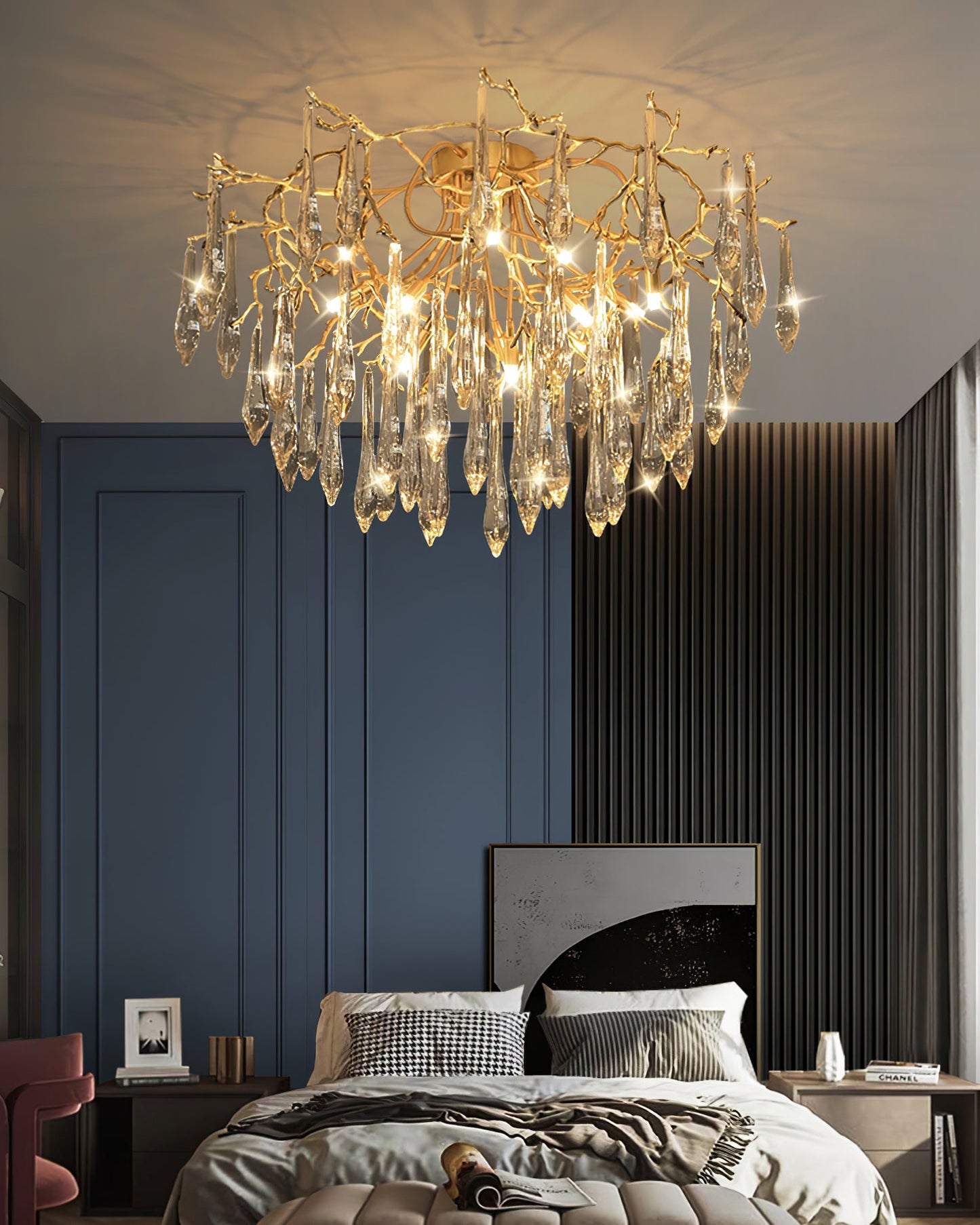 Teardrop Round Crystal Ceiling Lamp