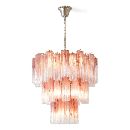 Pink Murano Tube Chandelier