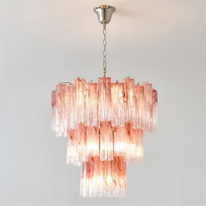 Pink Murano Tube Chandelier