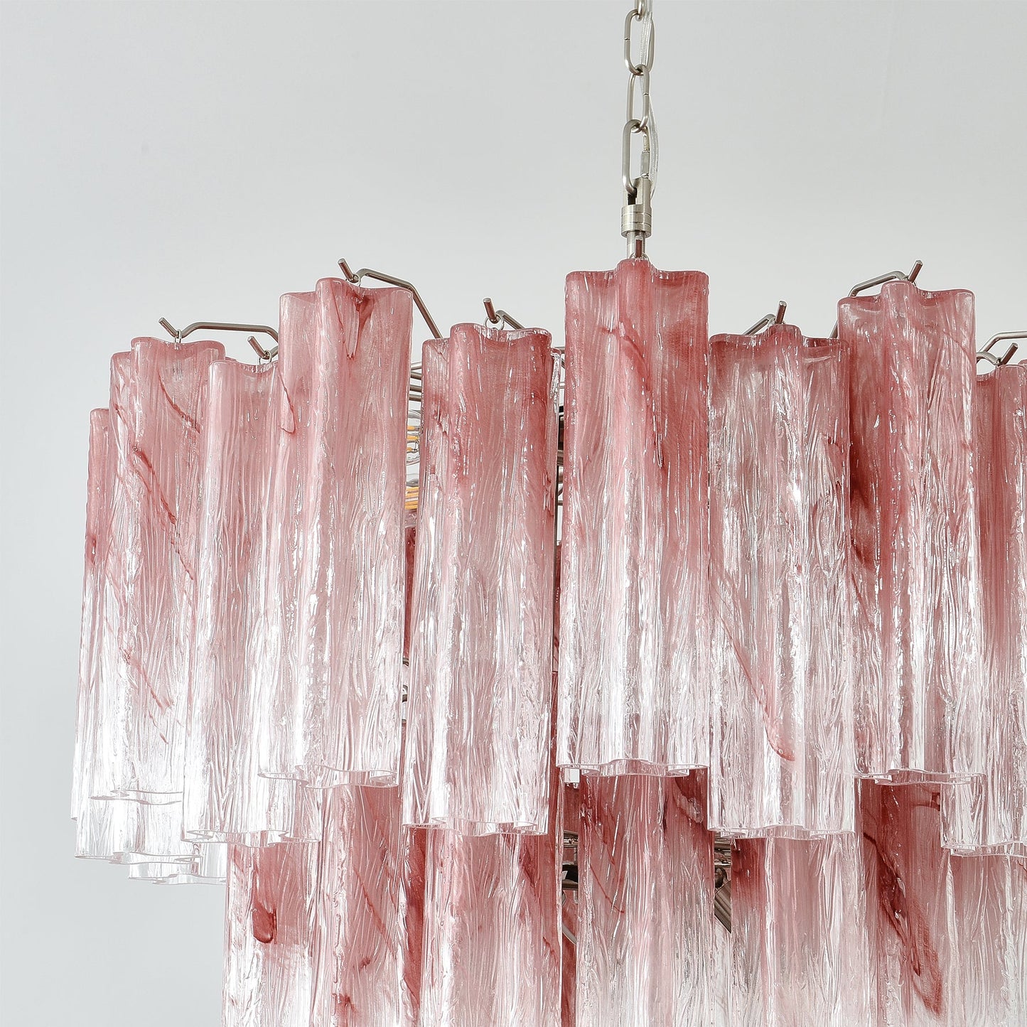 Pink Murano Tube Chandelier