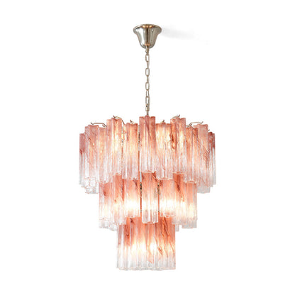 Pink Murano Tube Chandelier