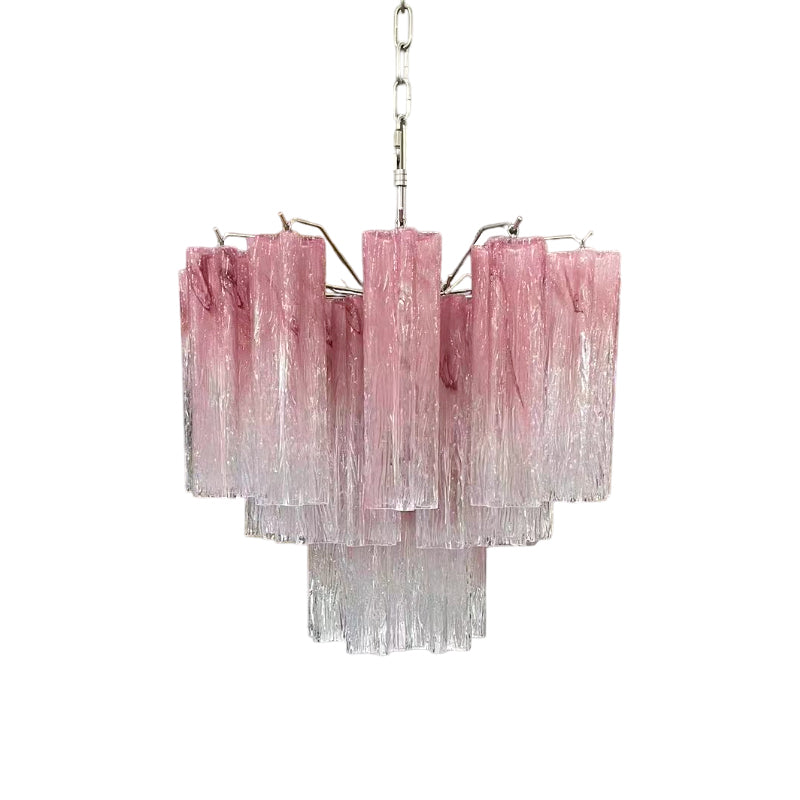 Pink Murano Tube Chandelier