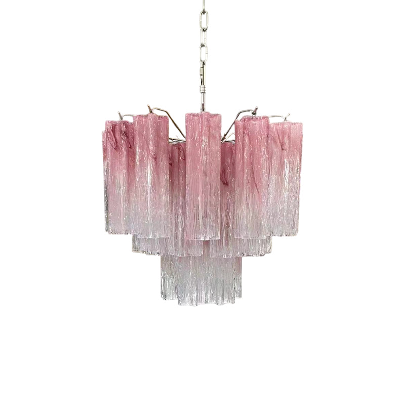 Pink Murano Tube Chandelier