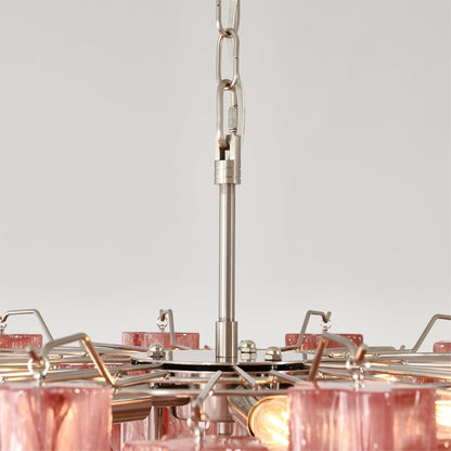 Pink Murano Tube Chandelier