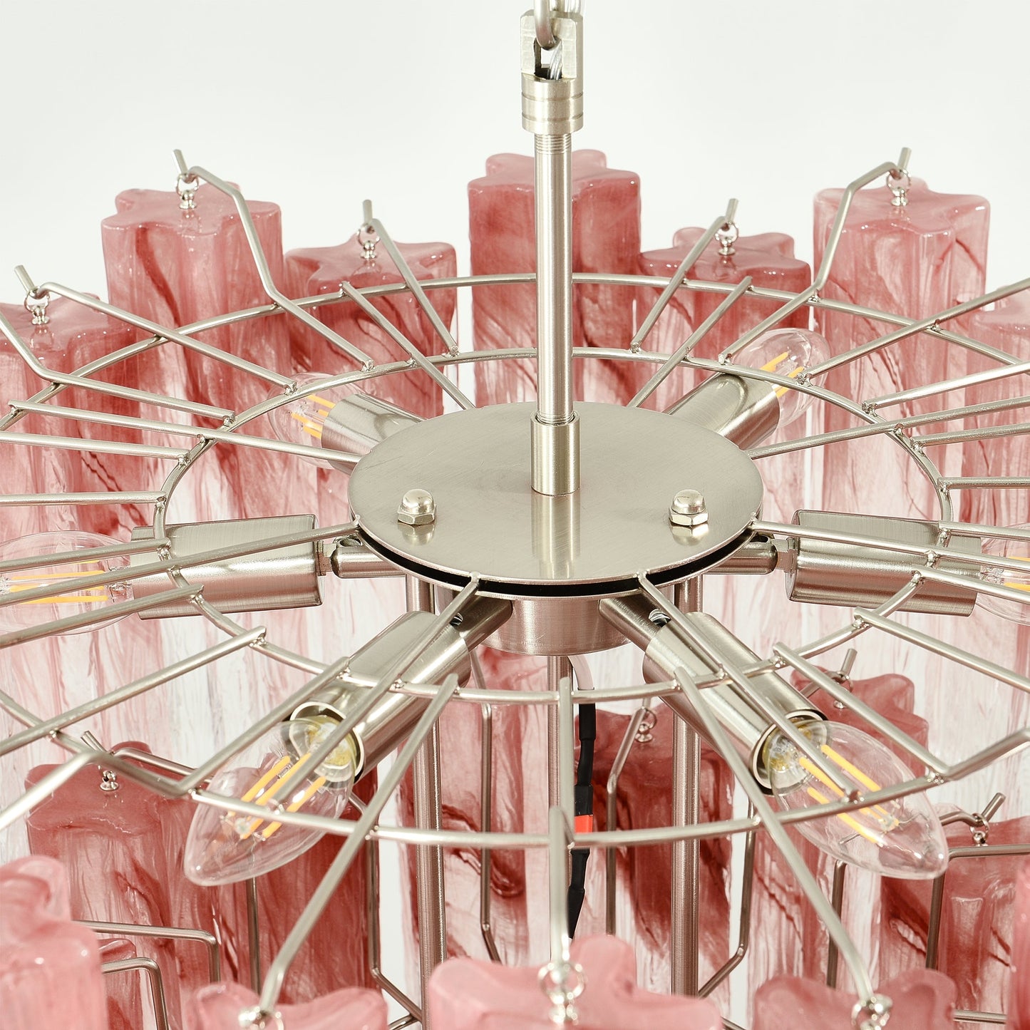 Pink Murano Tube Chandelier