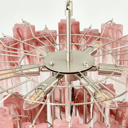 Pink Murano Tube Chandelier