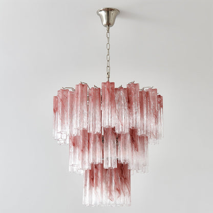 Pink Murano Tube Chandelier