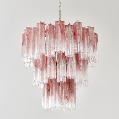 Pink Murano Tube Chandelier