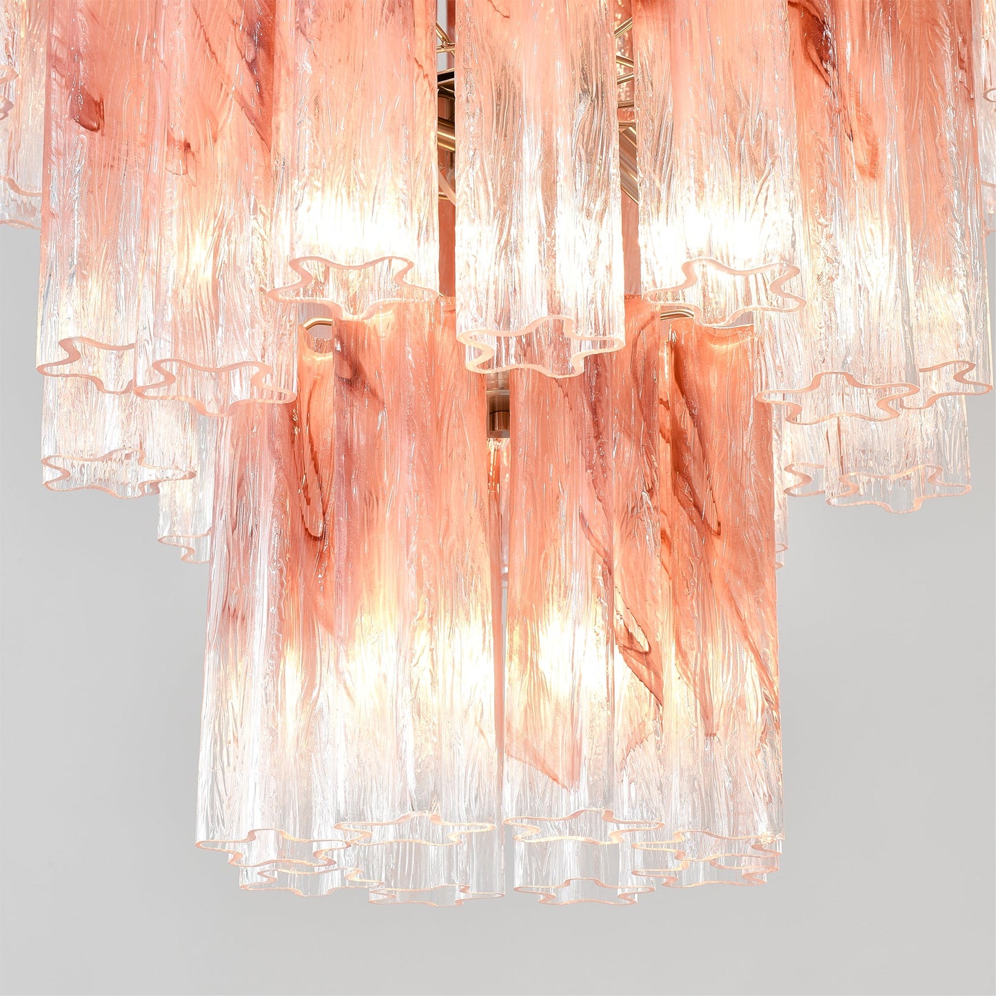 Pink Murano Tube Chandelier