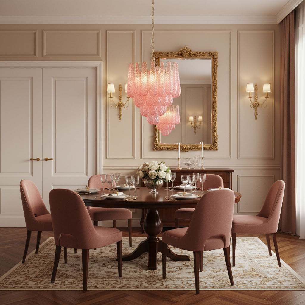 Viola Pink Drop Chandelier