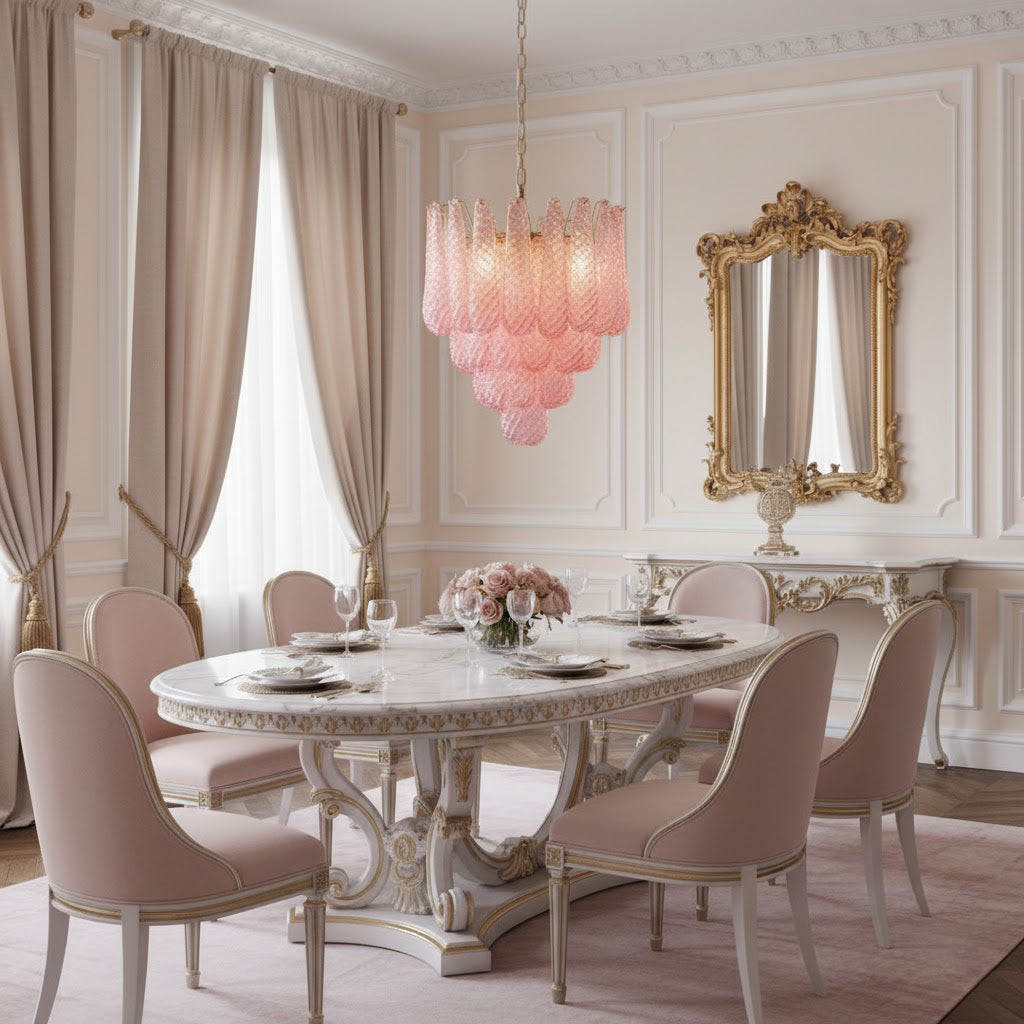 Viola Pink Drop Chandelier