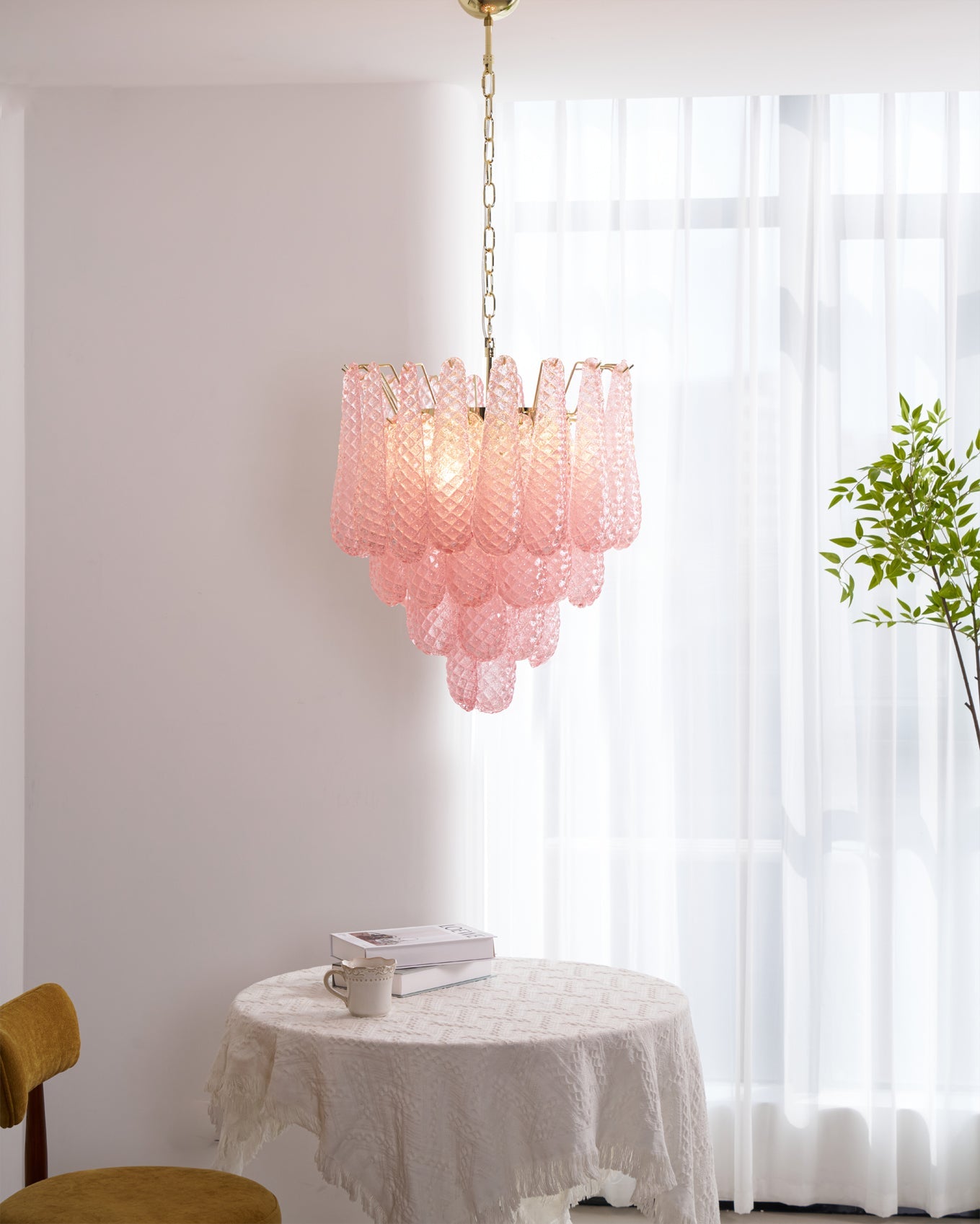 Viola Pink Drop Chandelier