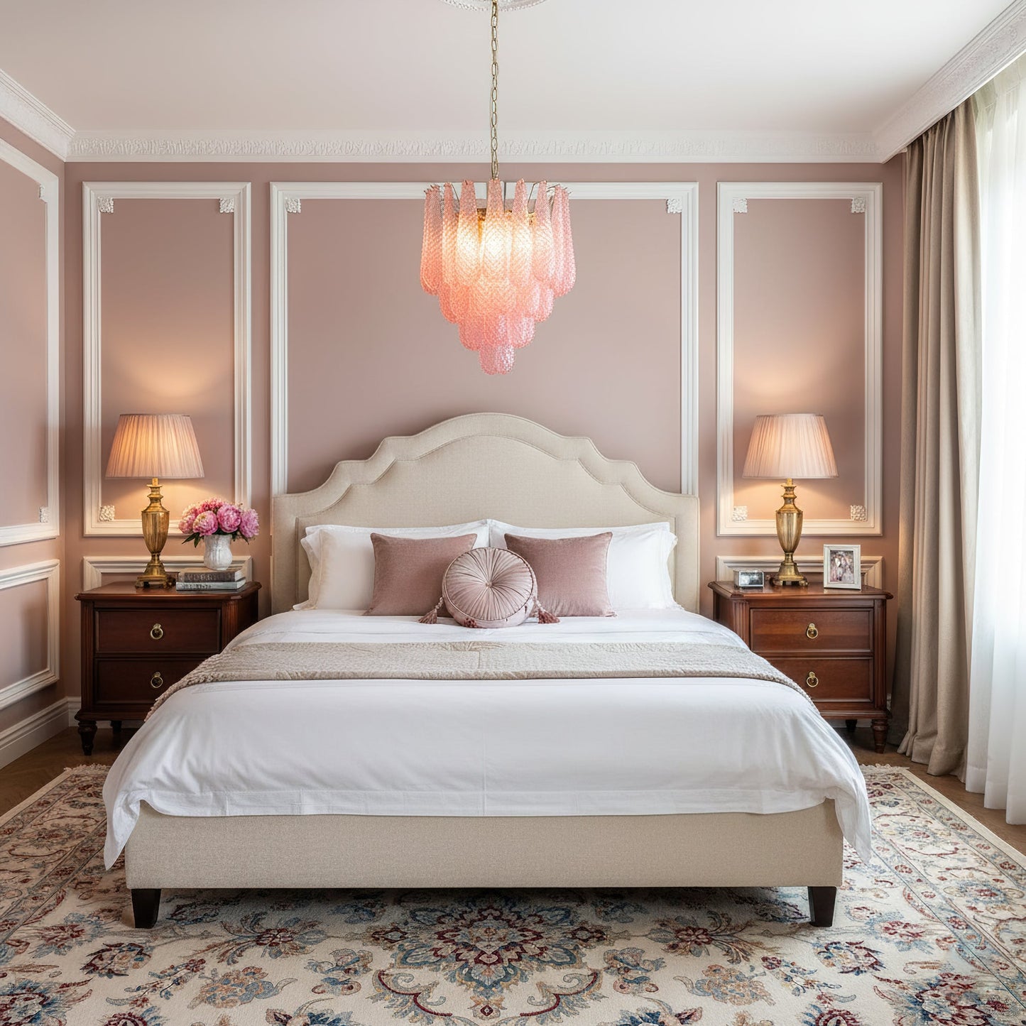 Viola Pink Drop Chandelier