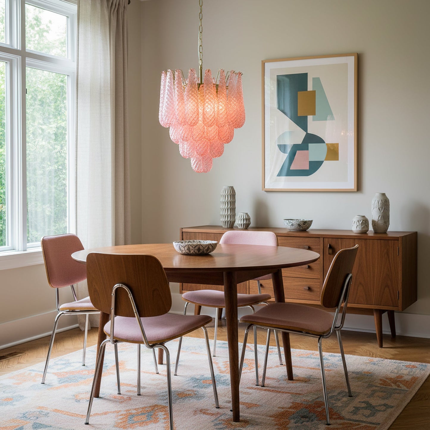 Viola Pink Drop Chandelier