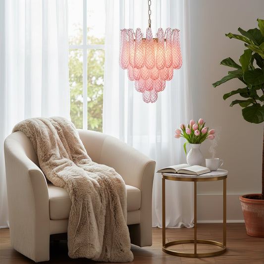 Viola Pink Drop Chandelier