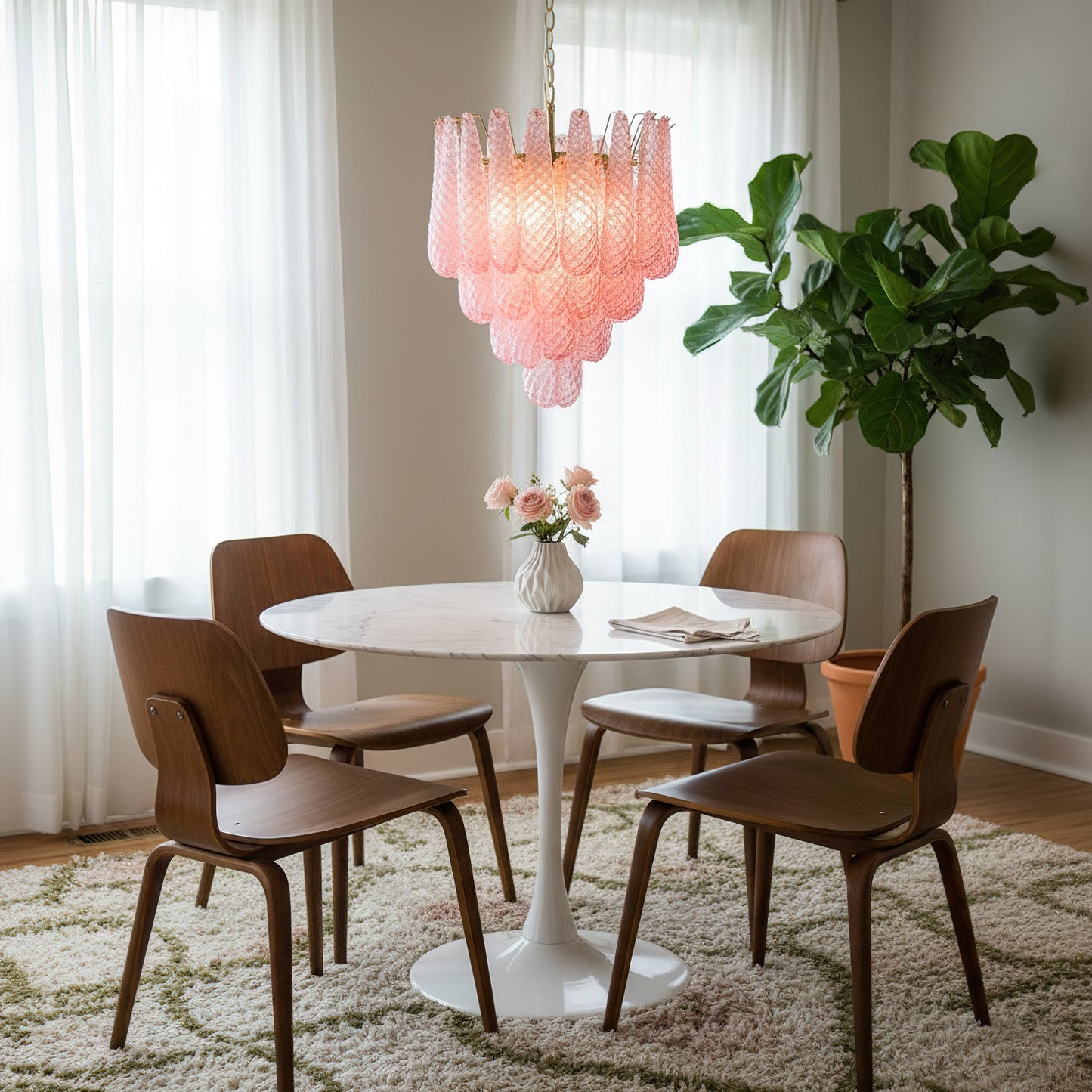 Viola Pink Drop Chandelier