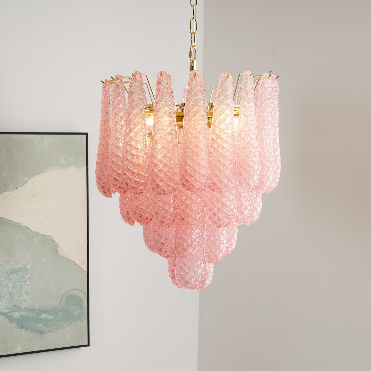 Viola Pink Drop Chandelier