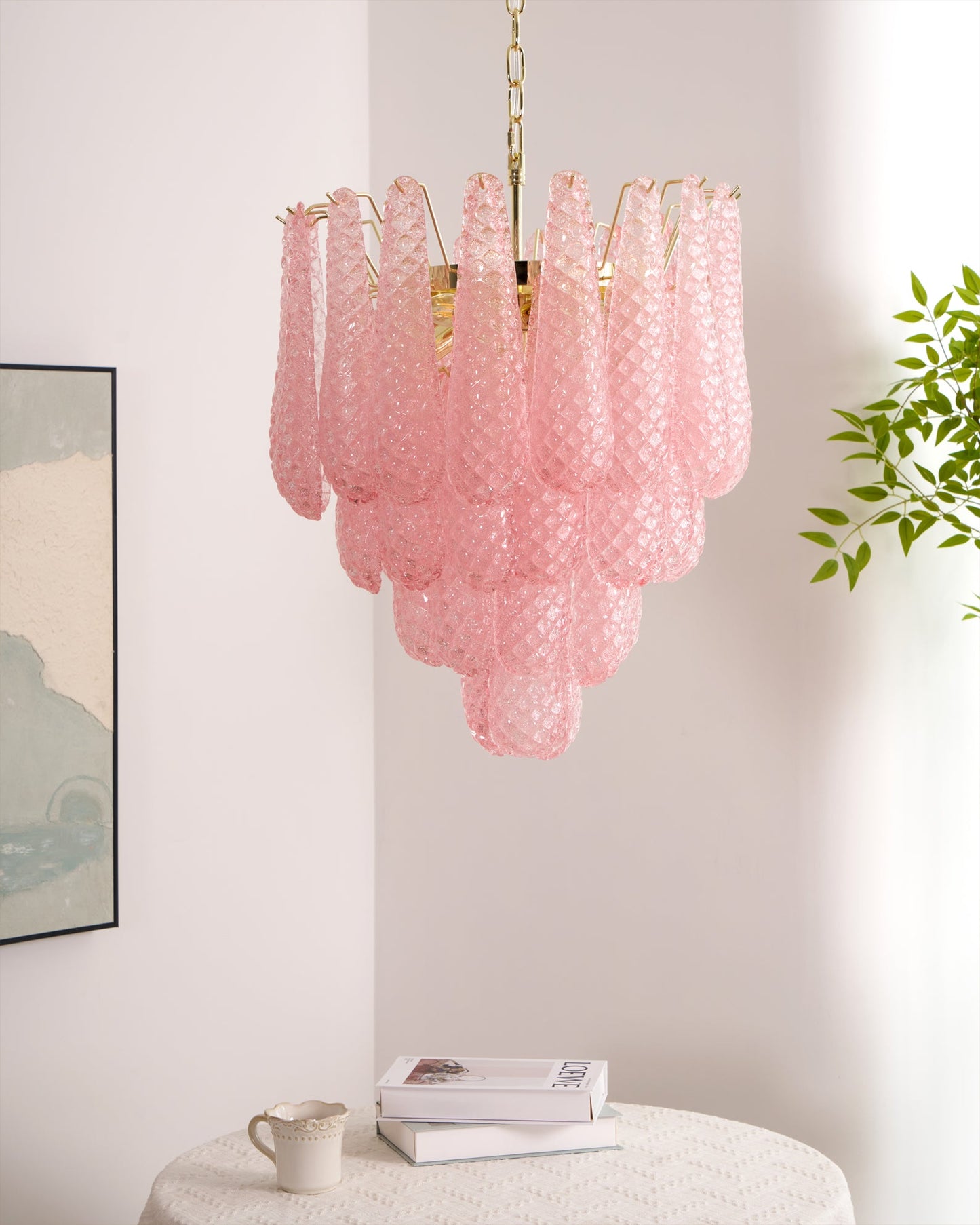 Viola Pink Drop Chandelier