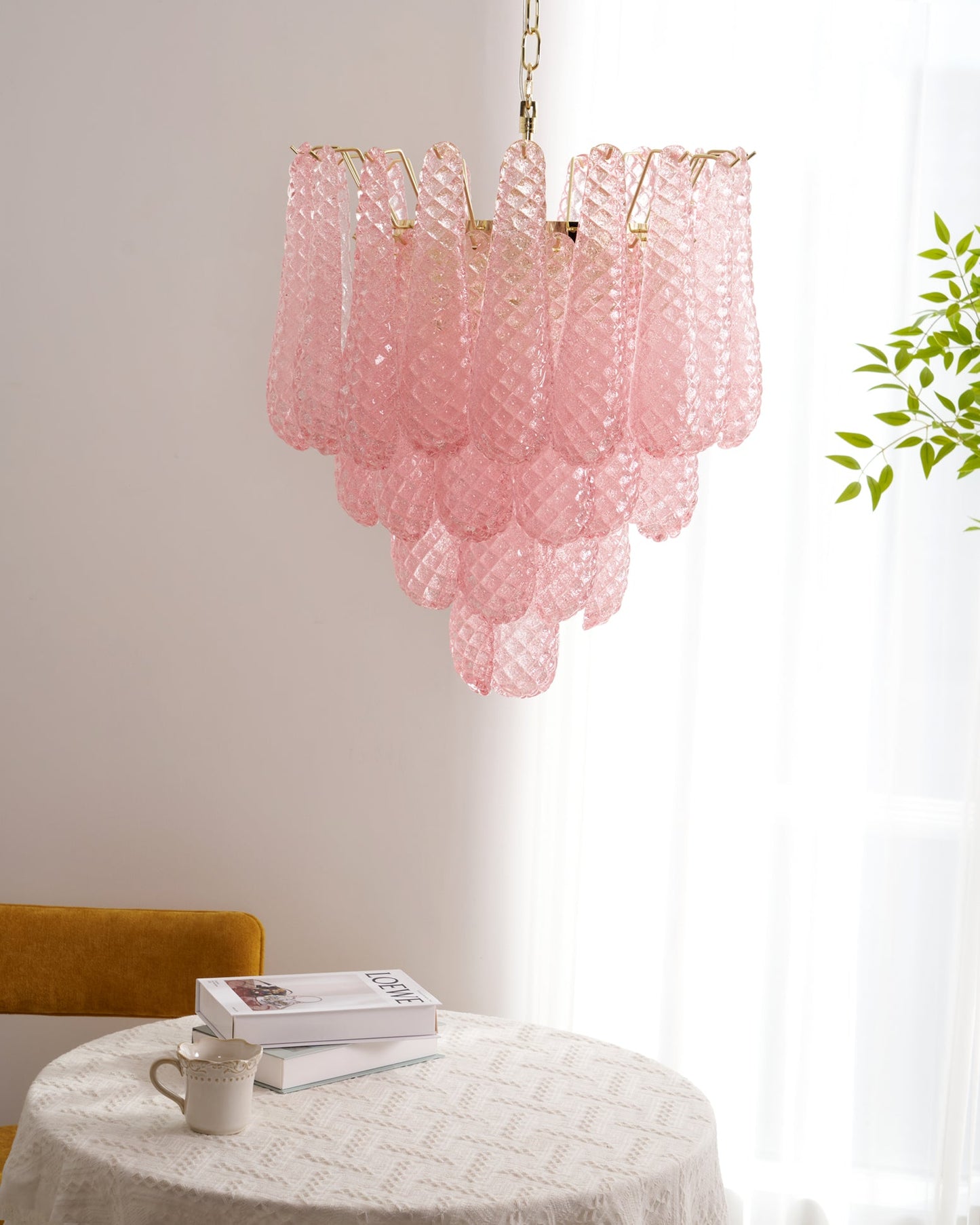 Viola Pink Drop Chandelier