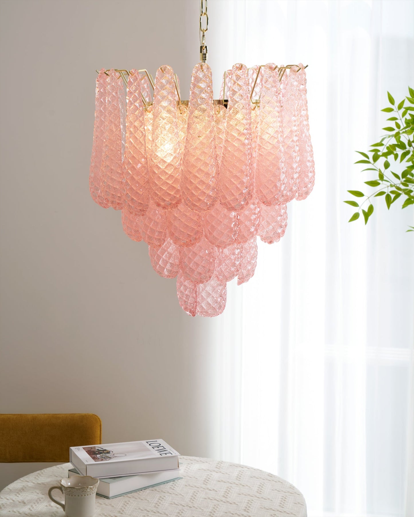 Viola Pink Drop Chandelier