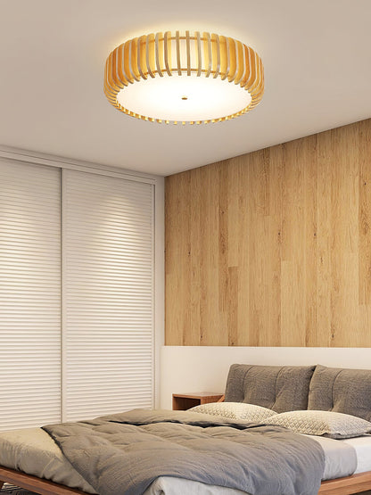 Wooden Drum Ceiling Lamp