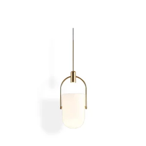 Well Arc Glass Pendant is featuring an architectural design. This modern pendant light arches down, elegantly balancing a frosted glass shade. The spot-led bulb freely rests on the arched arm and the led lighting shoots light into a sandblasted glass dome, the fixture creates a warm glow inside the glass.