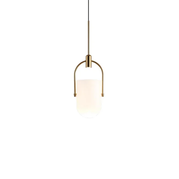 Well Arc Glass Pendant is featuring an architectural design. This modern pendant light arches down, elegantly balancing a frosted glass shade. The spot-led bulb freely rests on the arched arm and the led lighting shoots light into a sandblasted glass dome, the fixture creates a warm glow inside the glass.