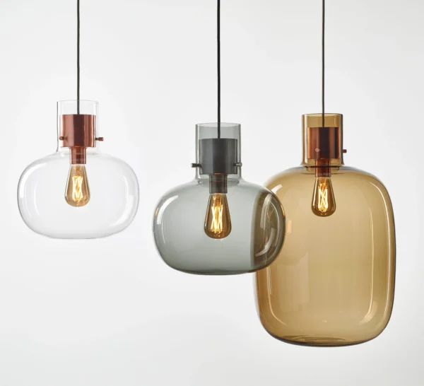 Delicate pendant lights inspired by air bubbles wrapped in a liquid.