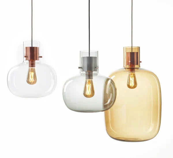 Delicate pendant lights inspired by air bubbles wrapped in a liquid.