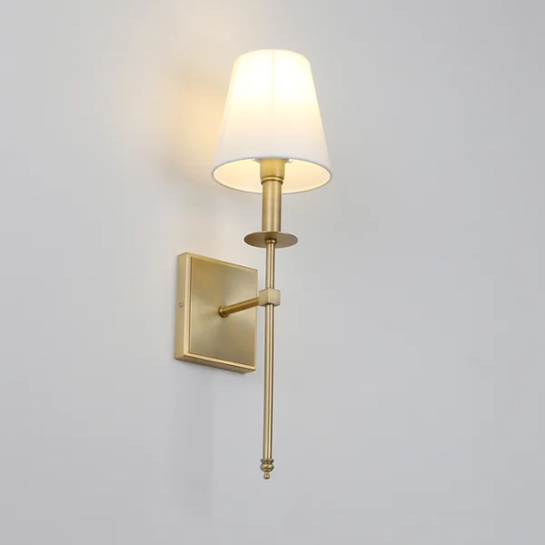 Classic Wall Sconce Flared White Textile Shade