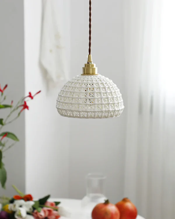 With delicate hollow patter, Modern Ceramic Pendant looks like an elegant and beautiful hanging basket, bring floral fragrancy. With warm light, it will create a serene atmosphere and make you feel comfortable and relaxing.