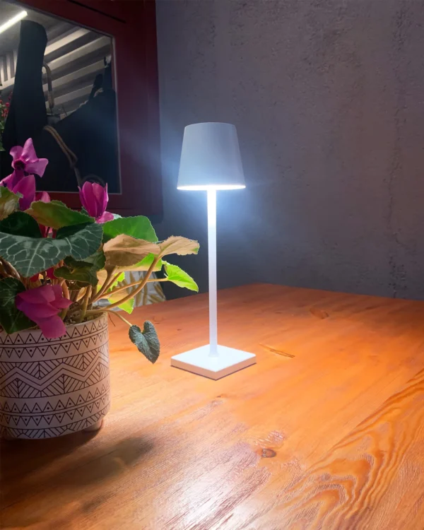The fixture is made up of metal with LED light source, ensuring a clean display along with a tasteful layer of light. This piece lights the way wherever it is placed, providing a full and inviting glow. Its square base ensures a sturdy display. Purchase Notes: Only supports shipping to Japan, Australia, the EU, and the United States, other countries do not support shipping. If you have any questions about our products, please contact us and we will get back to you within 24 hours. Product Size Size: ∅ 4.3″ x H 15″ / Dia 11cm x H 38cm Details Material: Metal, Acrylic, Aluminum alloy Light source: Integrated LED Voltage: AC 110-240V Battery capacity (mAh): 2000 mAh Charging voltage: 5V---2A or 8V---2A Charging time: ~3 hours to fully charge Continuous discharge time: the maximum power can be used for about 3 hours, and the minimum power can be used continuously for about 10 hours. Color: White, Black, Gold, Pink, Silver Control method: Touch switch (Dimmable) We provide with USB charging cable. Approved: ETL, UL listed and CE, SAA certification.