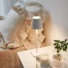 The fixture is made up of metal with LED light source, ensuring a clean display along with a tasteful layer of light. This piece lights the way wherever it is placed, providing a full and inviting glow. Its square base ensures a sturdy display. Purchase Notes: Only supports shipping to Japan, Australia, the EU, and the United States, other countries do not support shipping. If you have any questions about our products, please contact us and we will get back to you within 24 hours. Product Size Size: ∅ 4.3″ x H 15″ / Dia 11cm x H 38cm Details Material: Metal, Acrylic, Aluminum alloy Light source: Integrated LED Voltage: AC 110-240V Battery capacity (mAh): 2000 mAh Charging voltage: 5V---2A or 8V---2A Charging time: ~3 hours to fully charge Continuous discharge time: the maximum power can be used for about 3 hours, and the minimum power can be used continuously for about 10 hours. Color: White, Black, Gold, Pink, Silver Control method: Touch switch (Dimmable) We provide with USB charging cable. Approved: ETL, UL listed and CE, SAA certification.