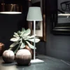 The fixture is made up of metal with LED light source, ensuring a clean display along with a tasteful layer of light. This piece lights the way wherever it is placed, providing a full and inviting glow. Its square base ensures a sturdy display. Purchase Notes: Only supports shipping to Japan, Australia, the EU, and the United States, other countries do not support shipping. If you have any questions about our products, please contact us and we will get back to you within 24 hours. Product Size Size: ∅ 4.3″ x H 15″ / Dia 11cm x H 38cm Details Material: Metal, Acrylic, Aluminum alloy Light source: Integrated LED Voltage: AC 110-240V Battery capacity (mAh): 2000 mAh Charging voltage: 5V---2A or 8V---2A Charging time: ~3 hours to fully charge Continuous discharge time: the maximum power can be used for about 3 hours, and the minimum power can be used continuously for about 10 hours. Color: White, Black, Gold, Pink, Silver Control method: Touch switch (Dimmable) We provide with USB charging cable. Approved: ETL, UL listed and CE, SAA certification.