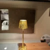 The fixture is made up of metal with LED light source, ensuring a clean display along with a tasteful layer of light. This piece lights the way wherever it is placed, providing a full and inviting glow. Its square base ensures a sturdy display. Purchase Notes: Only supports shipping to Japan, Australia, the EU, and the United States, other countries do not support shipping. If you have any questions about our products, please contact us and we will get back to you within 24 hours. Product Size Size: ∅ 4.3″ x H 15″ / Dia 11cm x H 38cm Details Material: Metal, Acrylic, Aluminum alloy Light source: Integrated LED Voltage: AC 110-240V Battery capacity (mAh): 2000 mAh Charging voltage: 5V---2A or 8V---2A Charging time: ~3 hours to fully charge Continuous discharge time: the maximum power can be used for about 3 hours, and the minimum power can be used continuously for about 10 hours. Color: White, Black, Gold, Pink, Silver Control method: Touch switch (Dimmable) We provide with USB charging cable. Approved: ETL, UL listed and CE, SAA certification.