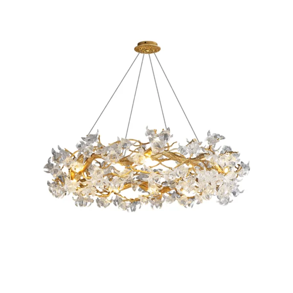 This Hibiscus flower light fixture with a truly distinctive Art Deco design, this Hibiscus flower Chandelier is a show stopper. Hang this luxury chandelier in any space in your home including bedrooms, living rooms, dining rooms, and more.