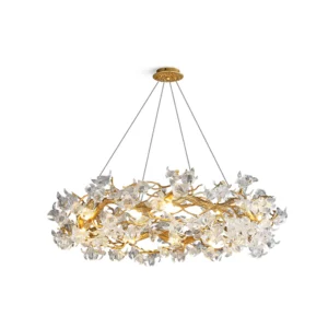 This Hibiscus flower light fixture with a truly distinctive Art Deco design, this Hibiscus flower Chandelier is a show stopper. Hang this luxury chandelier in any space in your home including bedrooms, living rooms, dining rooms, and more.