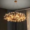 This Hibiscus flower light fixture with a truly distinctive Art Deco design, this Hibiscus flower Chandelier is a show stopper. Hang this luxury chandelier in any space in your home including bedrooms, living rooms, dining rooms, and more.