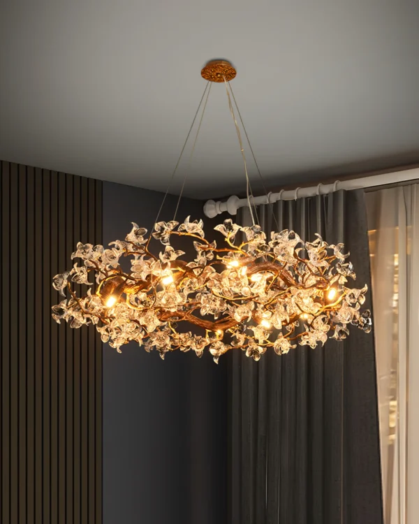 This Hibiscus flower light fixture with a truly distinctive Art Deco design, this Hibiscus flower Chandelier is a show stopper. Hang this luxury chandelier in any space in your home including bedrooms, living rooms, dining rooms, and more.