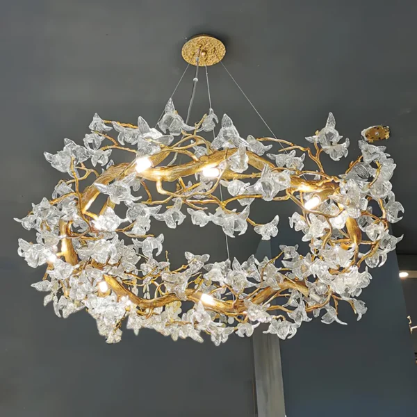 This Hibiscus flower light fixture with a truly distinctive Art Deco design, this Hibiscus flower Chandelier is a show stopper. Hang this luxury chandelier in any space in your home including bedrooms, living rooms, dining rooms, and more.