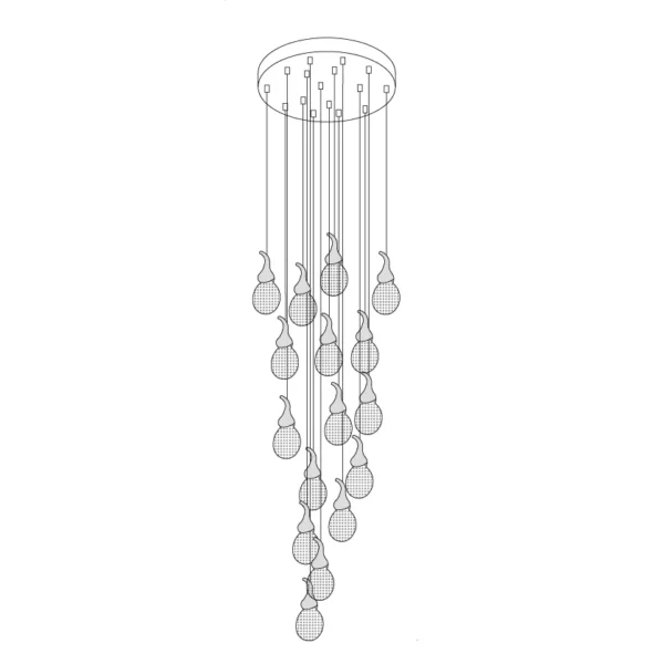 This chandelier uses artificial bubble technology to connect floating bubble shapes to create wonderful light and shadow. The surface is round and smooth, with bubbles inside, and the transmission is even, which perfectly integrates light and art.