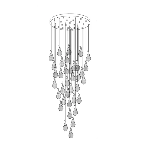 This chandelier uses artificial bubble technology to connect floating bubble shapes to create wonderful light and shadow. The surface is round and smooth, with bubbles inside, and the transmission is even, which perfectly integrates light and art.