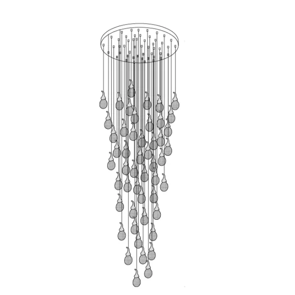 This chandelier uses artificial bubble technology to connect floating bubble shapes to create wonderful light and shadow. The surface is round and smooth, with bubbles inside, and the transmission is even, which perfectly integrates light and art.