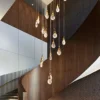 This chandelier uses artificial bubble technology to connect floating bubble shapes to create wonderful light and shadow. The surface is round and smooth, with bubbles inside, and the transmission is even, which perfectly integrates light and art.